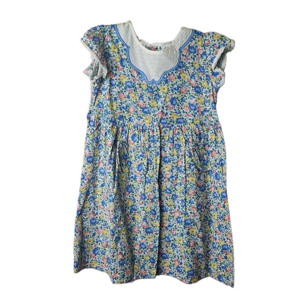 Vtg Floral Prairie Dress Girls Size 8 Cottagecore Lace Ruffle Cinderella